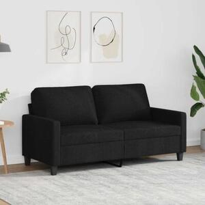Sofa 2-osobowa, czarna, 140 cm, tapicerowana tkaninÄ