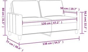 Sofa 2-osobowa, niebieski, 120 cm, tapicerowana aksamitem