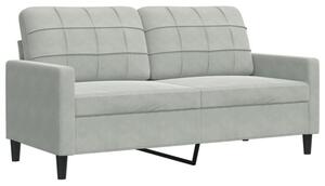 Sofa 2-osobowa, jasnoszara, 140 cm, tapicerowana aksamitem