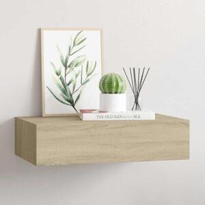 Półka ścienna z szufladą, kolor dębu, 40 x 23,5 x 10 cm, mdf