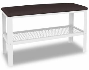 Wąski puf z metalowym stelażem do przedpokoju biały + wenge W3-H94