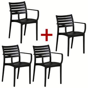 Krzesło ogrodowe SLENDER 3+1 GRATIS, czarny