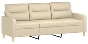 Sofa 3-osobowa z poduszkami, kremowa, 180 cm, tkanina