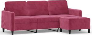 Sofa 3-osobowa z podnÃ³Å¼kiem winna czerwieÅ 180 cm, aksamit