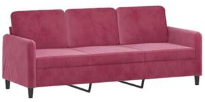Sofa 3-osobowa z poduszkami, winna czerwieÅ, 180 cm, aksamit