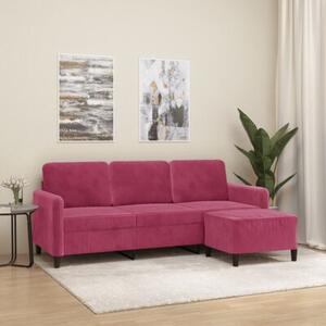 Sofa 3-osobowa z podnÃ³Å¼kiem winna czerwieÅ 180 cm, aksamit