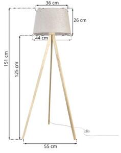 Lampa podłogowa trójnóg naturalny Light Home LH Len 1xE27 44cm abażur stożek jasny beżowy L01