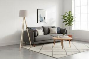Lampa podłogowa trójnóg naturalny Light Home LH Len 1xE27 44cm abażur stożek jasny beżowy L01