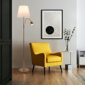 Lampa podłogowa Artemis plus, złota podstawa, biały abażur