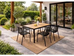 Zestaw mebli ogrodowych balkon stół Allen-ST 150x90W + 6x krzesło KP104-2 czarne