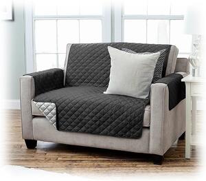 Pikowany pokrowiec na sofę 2-osobową VIVA, kolor czarny/ciemnoszary