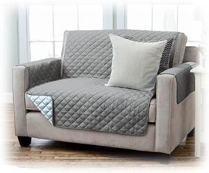 Pikowany pokrowiec VIVA na sofę 2-osobową, kolor ciemnoszary/jasnoszary