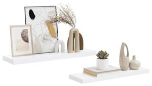 Półki ścienne, 2 szt, wysoki połysk, białe, 80x23,5x3,8 cm, mdf