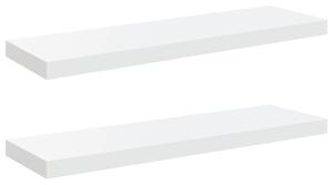 Półki ścienne, 2 szt, wysoki połysk, białe, 80x23,5x3,8 cm, mdf
