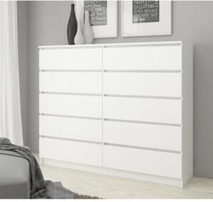 Komoda do sypialni, STILO, 10 szuflad, 140x40x121 cm, biel, mat | TYLETEGOTU
