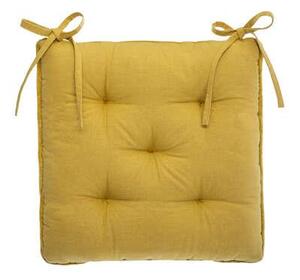Poduszka na krzesło welwetowa żółta
