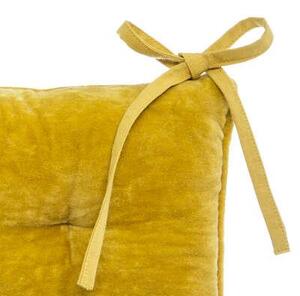 Poduszka na krzesło welwetowa żółta