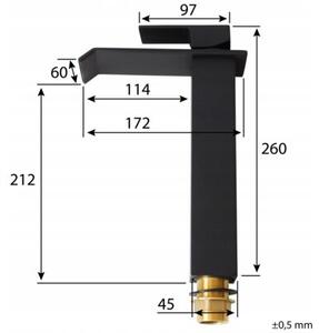 Bateria umywalkowa Estiva CAMBER 26 Black czarna 26 cm 1 szt