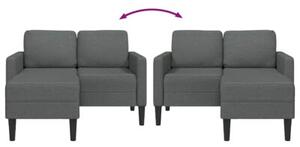 Sofa 2-osobowa z szezlongiem w ksztaÅcie litery l, ciemnoszara, 125 cm, tkanina