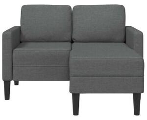 Sofa 2-osobowa z szezlongiem w ksztaÅcie litery l, ciemnoszara, 125 cm, tkanina