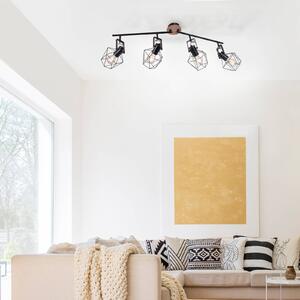 JUST LIGHT. GmbH Lampa sufitowa Jaro regulowana czarna/drewno 4-punktowa