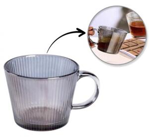 Filiżanka szklanka ryflowana duża grafit, szara 380 ML 1szt SZK177