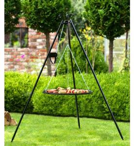 Grill na trójnogu 180 cm COOK KING z kołowrotkiem i rusztem 60 cm ze stali naturalnej