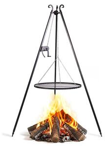 Grill na trójnogu 180 cm COOK KING z kołowrotkiem i rusztem 60 cm ze stali naturalnej