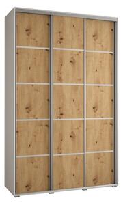 Szafa przesuwna wysoka Davos 4 150, gł. 60 cm biały + artisan + srebrny