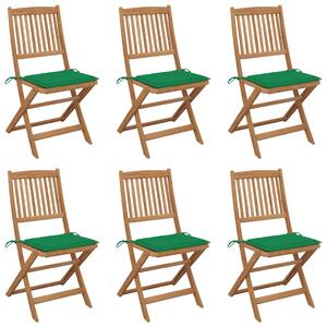 Składane krzesła ogrodowe 6 szt., z poduszkami, drewno akacjowe