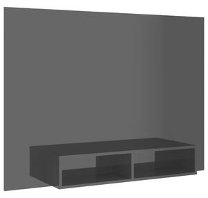 Wisząca szafka pod TV, czarna z połyskiem, 135x23,5x90 cm