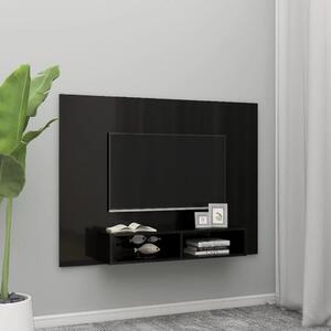 Wisząca szafka pod TV, czarna z połyskiem, 135x23,5x90 cm