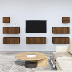 Zestaw 7 szafek TV, brązowy dąb, materiał drewnopochodny