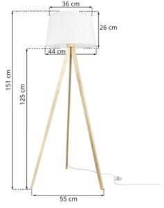 Lampa podłogowa trójnóg naturalny Light Home LH Gaja 1xE27 44cm abażur stożek biały