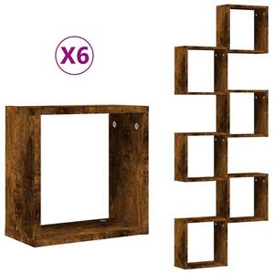 Półki ścienne cube 6 szt. dąb wędzony 30x15x30 cm