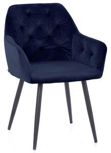 Ciemnoniebieskie aksamitne krzesło do jadalni ARGENTO