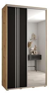 Szafa przesuwna wysoka Davos 7 130, gł. 60 cm artisan + czarny + srebrny