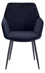 Ciemnoniebieskie aksamitne krzesło do jadalni VIALLI