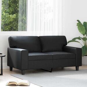 Sofa, 2-osobowa czarna, 120 cm, sztuczna skÃ³ra