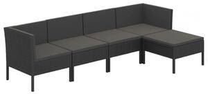 Zestaw Mebli Ogrodowych Komplet Wypoczynkowy Z Poduszkami 5-Częściowy Czarny Rattan Na Taras Balkon Ogród