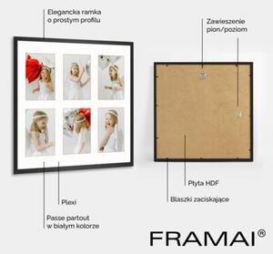Ramka na zdjęcia 6x 10x15 cm czarna galeria zdjęć multirama collage 40x40 cm FRAMAI®