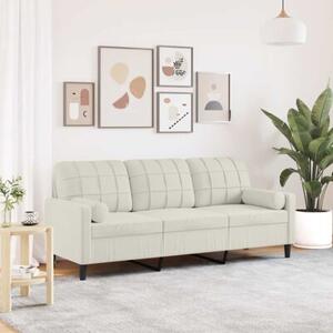Sofa 3-osobowa z poduszkami, kremowa, 180 cm, aksamit