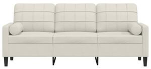 Sofa 3-osobowa z poduszkami, kremowa, 180 cm, aksamit