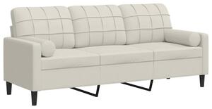 Sofa 3-osobowa z poduszkami, kremowa, 180 cm, aksamit