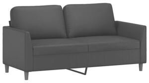 Sofa 2-osobowa z poduszkami, czarna, sztuczna skÃ³ra