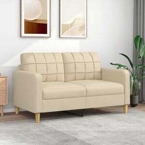 Sofa, 2-osobowa kremowa, 140 cm, tapicerowana tkaninÄ