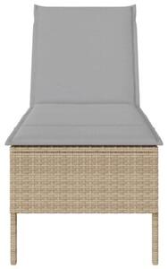 Leżak z poduszką beżowy 55x200x44cm polirattan