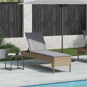 Leżak z poduszką beżowy 55x200x44cm polirattan