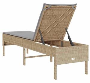 Leżak z poduszką beżowy 55x200x44cm polirattan