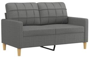 Sofa 2-osobowa z poduszkami, ciemnoszara, 120 cm, tkanina